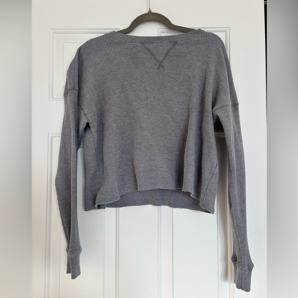 Abercrombie & Fitch Light Gray Waffle Knit Top